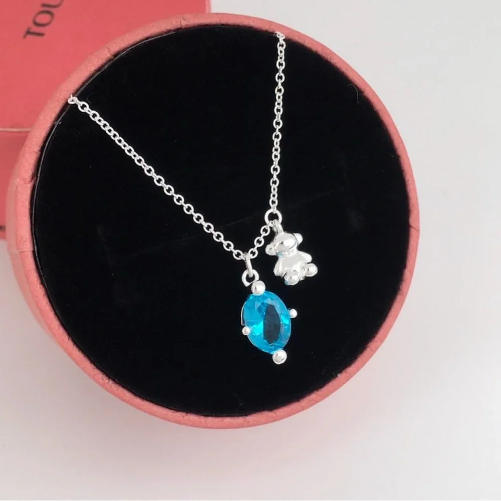 New! Necklace tous sterling silver 925 topaz